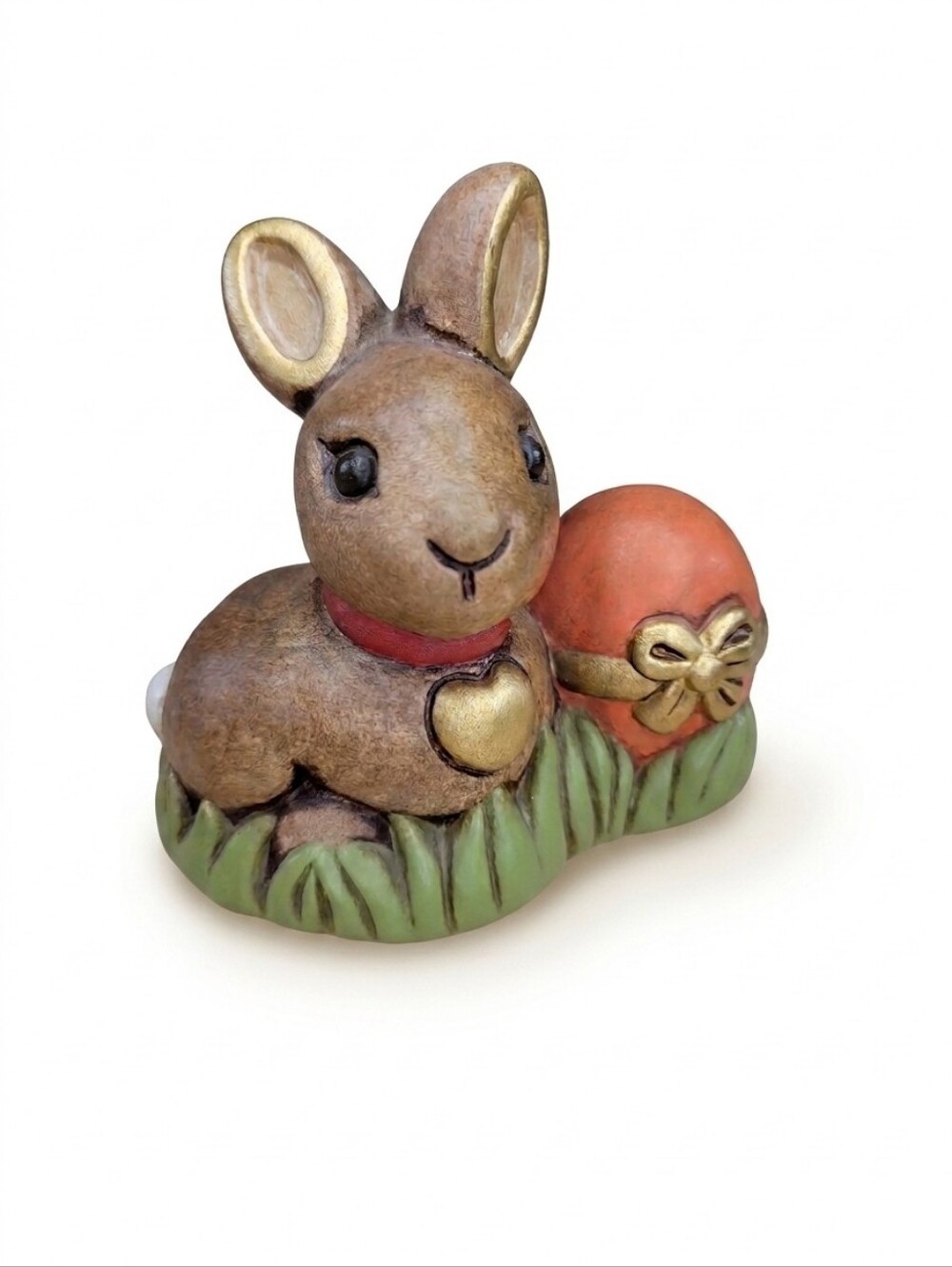 THUN Ceramic Bunny Figurine Easter Egg Brown Italy Collectible Cottagecore